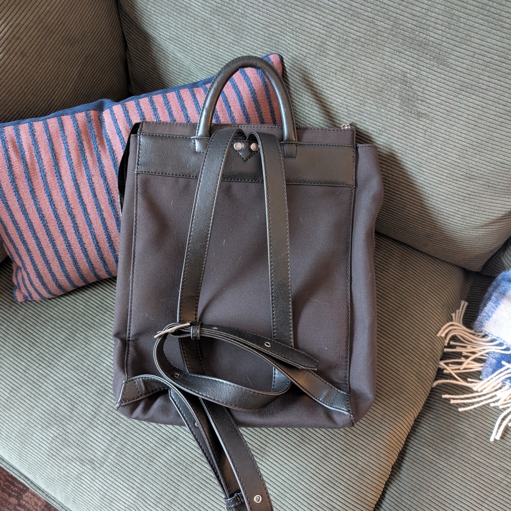 Matt & Nat Black Canvas "Katherine" Backpack Tote with Top Handles - Picture 4 of 6